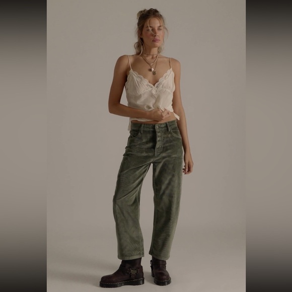 Free People NWT Deep Trance Dropped Corduroy Jeans Size 30 in Keepsake Clover - Picture 6 of 13